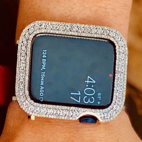 NEW Apple Watch 45mm REAL genuine natural diamond bezel REAL DIAMOND Custom Case - Picture 4 of 7